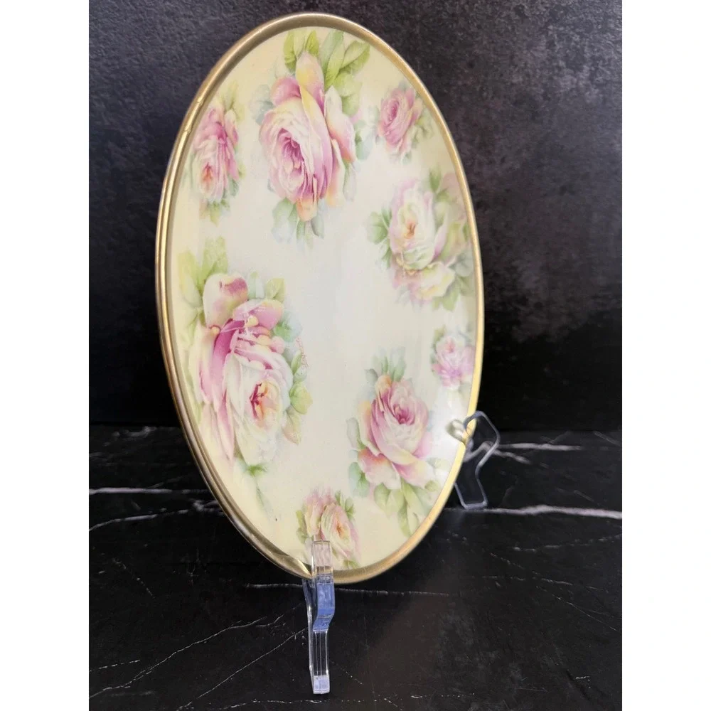 Vintage Hand Painted O & E.G. Royal Austria Floral 9in Plate Gold Trim